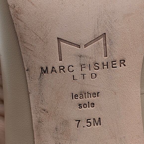 Marc Fisher Zala Block Heel Pump Women's Lite Latte Leather Size US7.5M EU38 - Picture 10 of 12